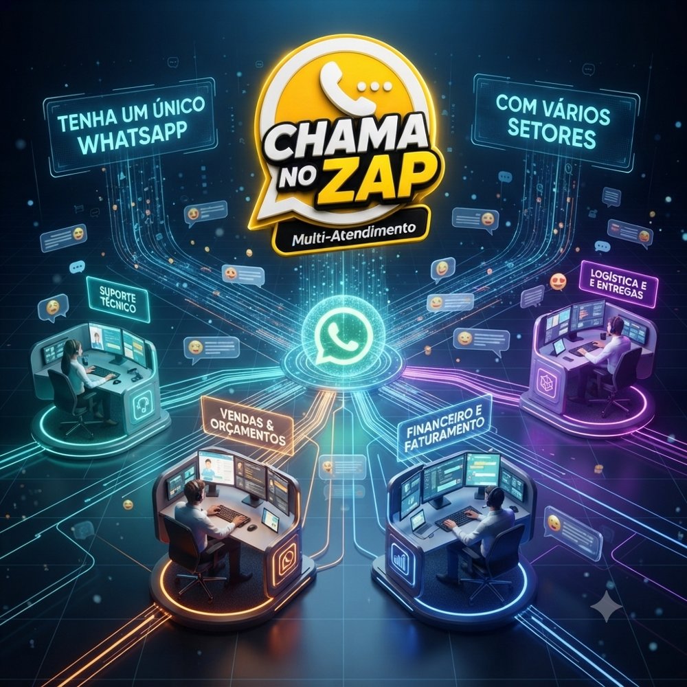 Vendas, suporte, financeiro e logística atendendo pelo mesmo WhatsApp com o Chama no Zap